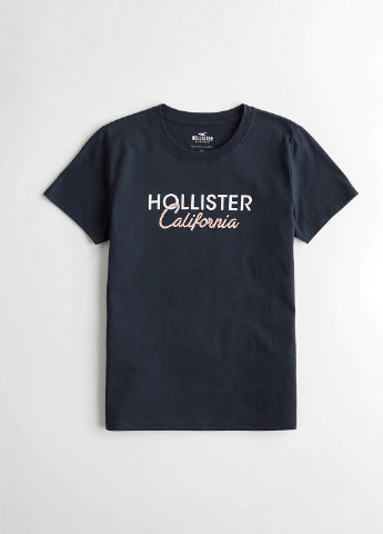 Темно-синя літня футболка Hollister