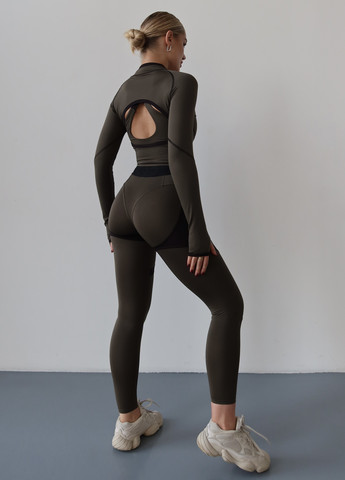 Хаки демисезонные женские спортивные леггинсы Asalart