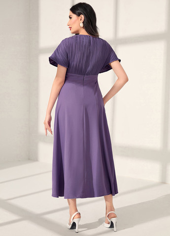 Светло-лиловое кэжуал платье на запах, а-силуэт SHEIN однотонное