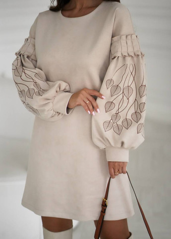 Світло-бежева кежуал сукня No Brand однотонна