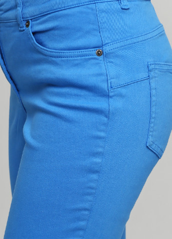 Джинси Madeleine завужені однотонні блакитні джинсові бавовна