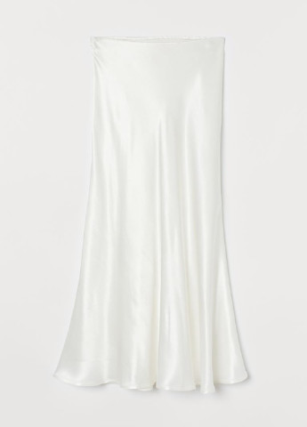 Молочная кэжуал однотонная юбка H&M клешированная