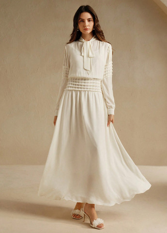 Белое кэжуал платье клеш SHEIN однотонное