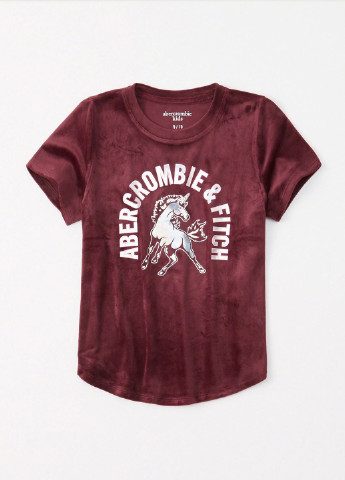 Бордовая демисезонная футболка с коротким рукавом Abercrombie & Fitch