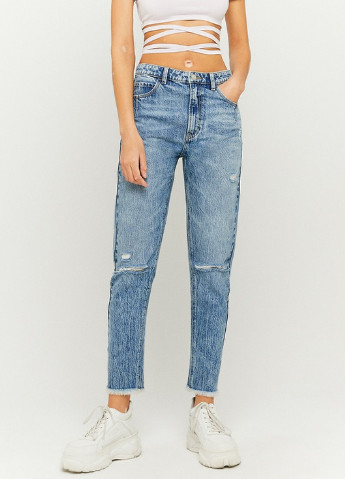 Джинси Tally Weijl Skinny Jeans - MOM BASIC однотонні темно-сині джинсові бавовна