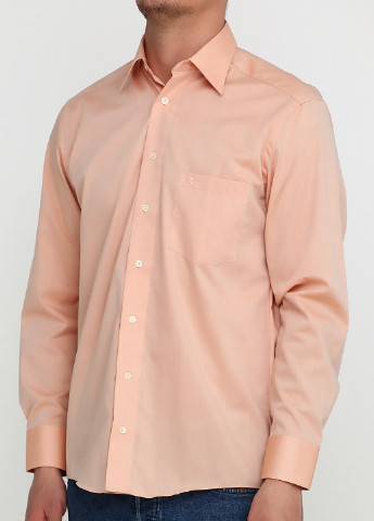 Персиковая кэжуал рубашка однотонная Casa Moda с длинным рукавом