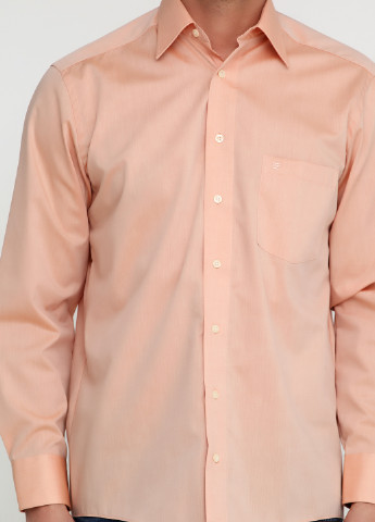 Персиковая кэжуал рубашка однотонная Casa Moda с длинным рукавом