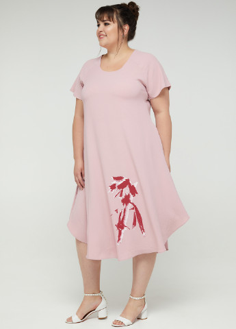 Светло-розовое кэжуал платье оверсайз A'll Posa с рисунком