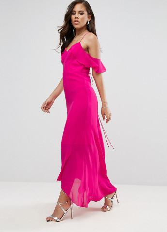 Рожева вечірня плаття, сукня з відкритими плечима True Decadence однотонна