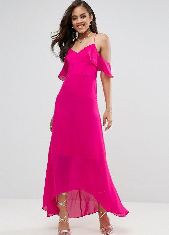 Розовое вечернее платье с открытыми плечами True Decadence однотонное