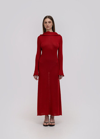 Червона вечірня, кежуал, пляжна сукня з відкритою спиною KNITLAB однотонна