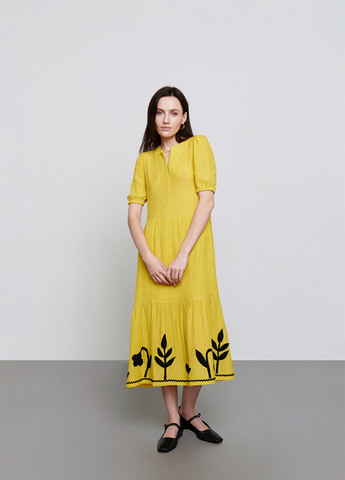 Желтое кэжуал платье а-силуэт Anna Yakovenko однотонное