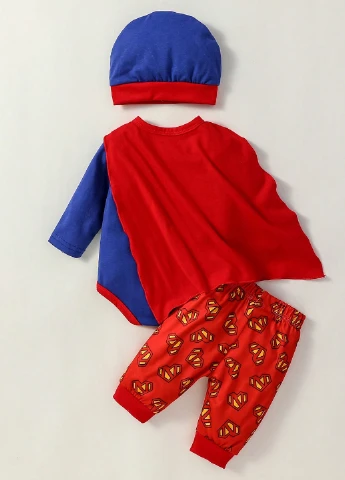 Комбинированный демисезонный костюм (боди, брюки, шапка) тройка SHEIN