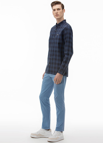 Голубые кэжуал демисезонные зауженные брюки Lacoste
