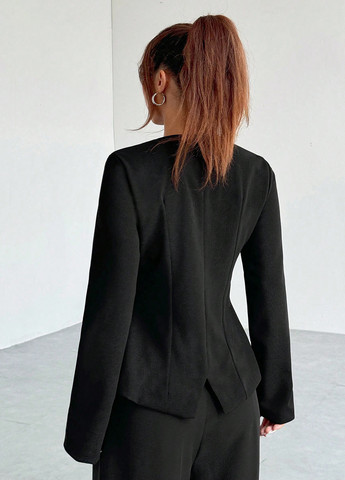Черный женский жакет SHEIN однотонный - демисезонный