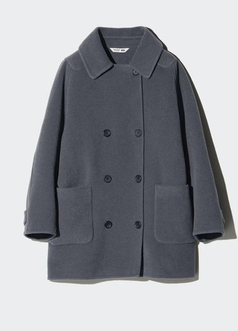 Сіре демісезонне Пальто двобортне Uniqlo