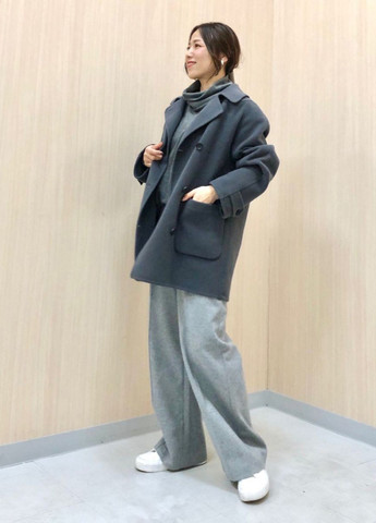 Сіре демісезонне Пальто двобортне Uniqlo