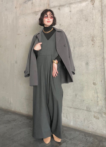 Сіре демісезонне Пальто двобортне Uniqlo