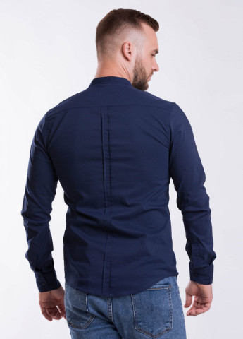 Темно-синяя кэжуал рубашка однотонная Trend Collection