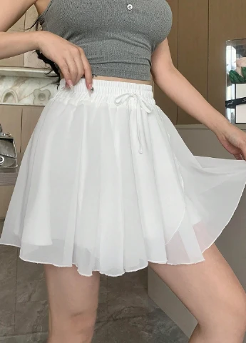 Белая кэжуал однотонная юбка SHEIN клешированная
