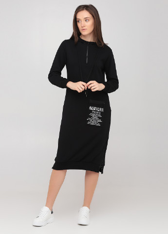 Чорна кежуал сукня сукня-худі Bebe Plus з написами