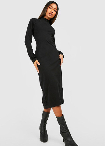 Черное кэжуал платье платье-водолазка Boohoo однотонное