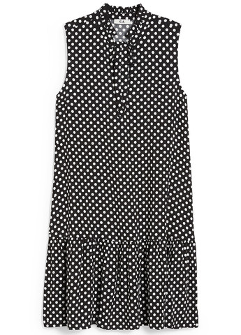 Черно-белое кэжуал платье C&A в горошек