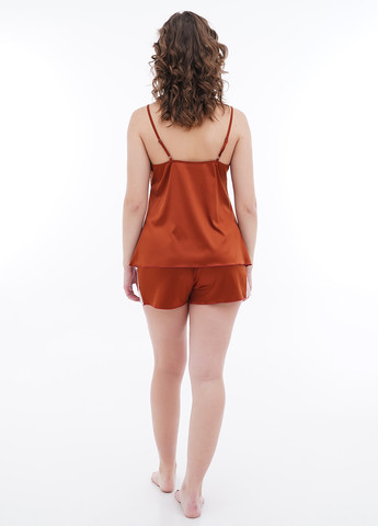 Коричневая всесезон пижама (топ, шорты) топ + шорты Sambario