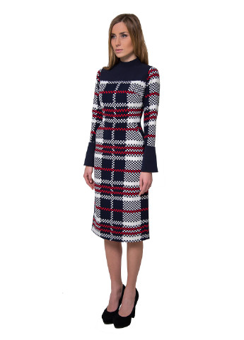 Комбинированное деловое платье хайди футляр BYURSE с абстрактным узором