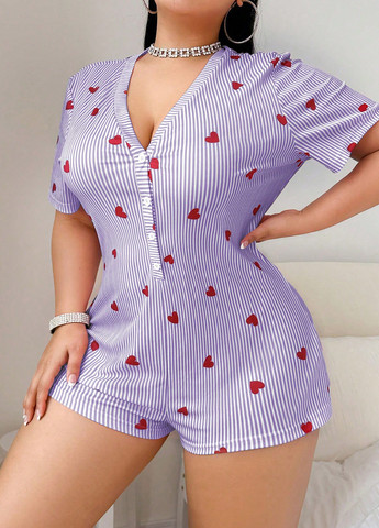 Комбинезон SHEIN комбинезон-шорты полоска комбинированный домашний полиэстер