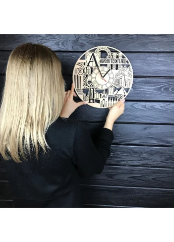 Тематичний інтер`єрний годинник з дерева «Архітектура» 7Arts (253567822)