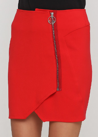 Красная кэжуал однотонная юбка Eleven Paris на запах