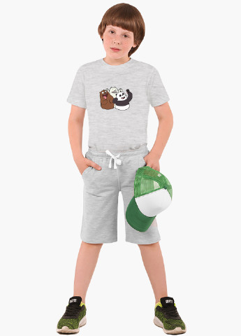 Світло-сіра демісезонна футболка дитяча вся правда про ведмедів (we bare bears) (9224-2665) MobiPrint
