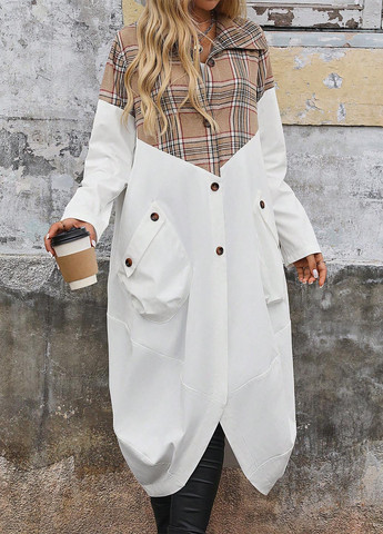 Білий демісезонне Пальто однобортне SHEIN