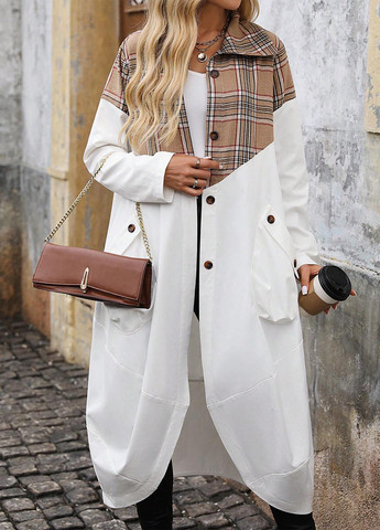 Білий демісезонне Пальто однобортне SHEIN