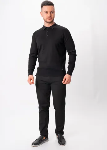 Черная футболка-поло для мужчин Trend Collection однотонная