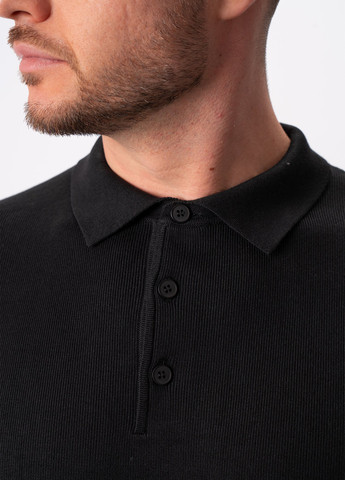 Черная футболка-поло для мужчин Trend Collection однотонная