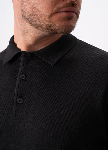 Черная футболка-поло для мужчин Trend Collection однотонная