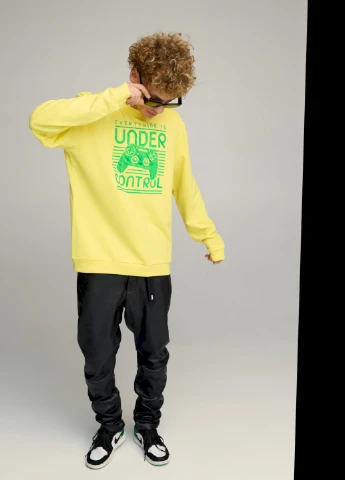 Жовтий свитшот мужской oversize /no flis/ YAPPI малюнок (254557566)