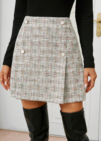 Разноцветная кэжуал с геометрическим узором юбка SHEIN а-силуэта (трапеция)