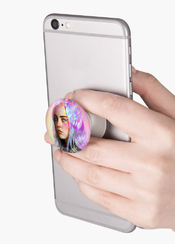 Попсокет (Popsockets) держатель для смартфона Билли Айлиш (Billie Eilish) (8754-1604) Черный MobiPrint (216748257)