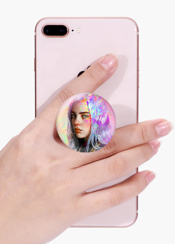 Попсокет (Popsockets) держатель для смартфона Билли Айлиш (Billie Eilish) (8754-1604) Черный MobiPrint (216748257)