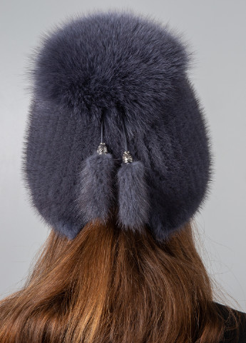Жіноча зимова шапка біні з натурального хутра норки з великим помпоном з песця Меховой Стиль шарик (254918347)