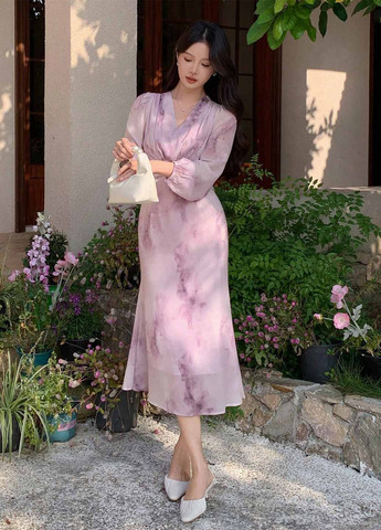 Лілова вечірня сукня годе SHEIN тай-дай