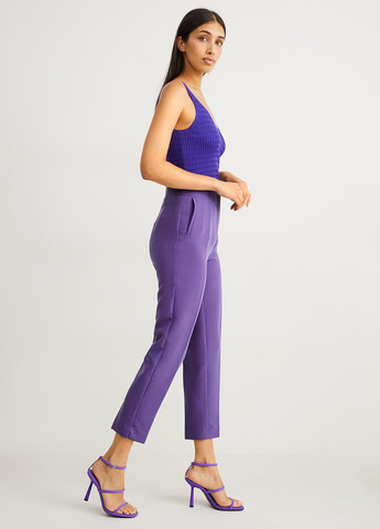 Фиолетовые кэжуал демисезонные укороченные, прямые брюки C&A