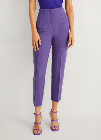 Фиолетовые кэжуал демисезонные укороченные, прямые брюки C&A