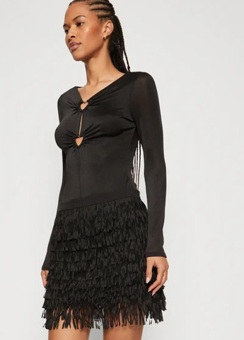 Черная вечерний однотонная юбка Guess клешированная