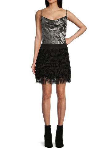 Черная вечерний однотонная юбка Guess клешированная