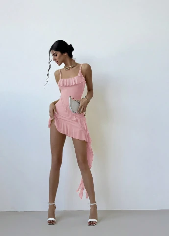 Розовое кэжуал платье а-силуэт SHEIN однотонное