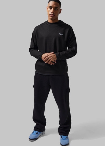 Черный демисезонный кэжуал, спортивный лонгслив Boohoo с надписями